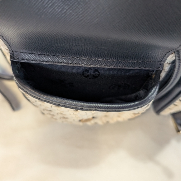 Tory Burch Navy And White Woven And Saffiano Leather Piper Backpack main image 13